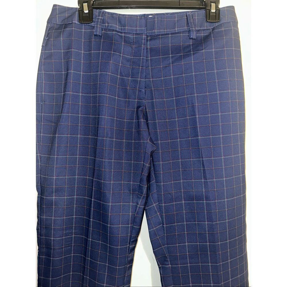 Slazenger Navy Checked Golf Pants women’s Stretch Trousers Vintage Raetro Plaid